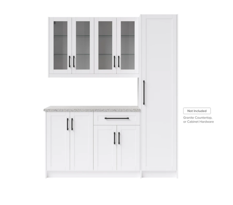 NewAge Home Bar 5 Piece Cabinet Set with Glass Door, Drawer and Pantry Cabinet - 24 Inch 86274