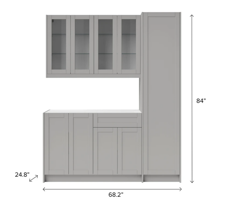 NewAge Home Bar 5 Piece Cabinet Set with Glass Door, Drawer and Pantry Cabinet - 24 Inch 86274