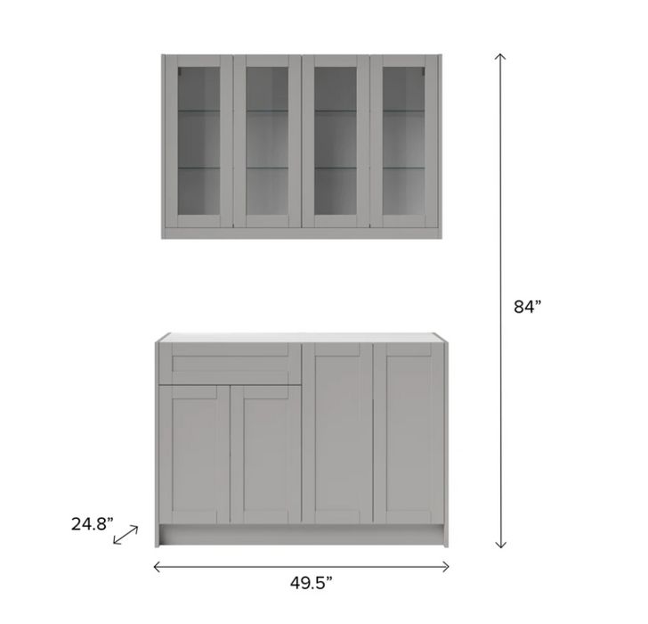 NewAge HOME BAR 4 Piece Cabinet Set with Glass Doors Cabinets - 24 Inch 86267