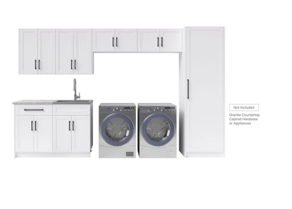 NEWAGE Home Laundry Room 9 Piece Cabinet Set with Single Drawer Cabinet, Sink and Faucet 86752