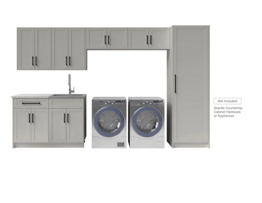 NEWAGE Home Laundry Room 9 Piece Cabinet Set with Single Drawer Cabinet, Sink and Faucet 86752