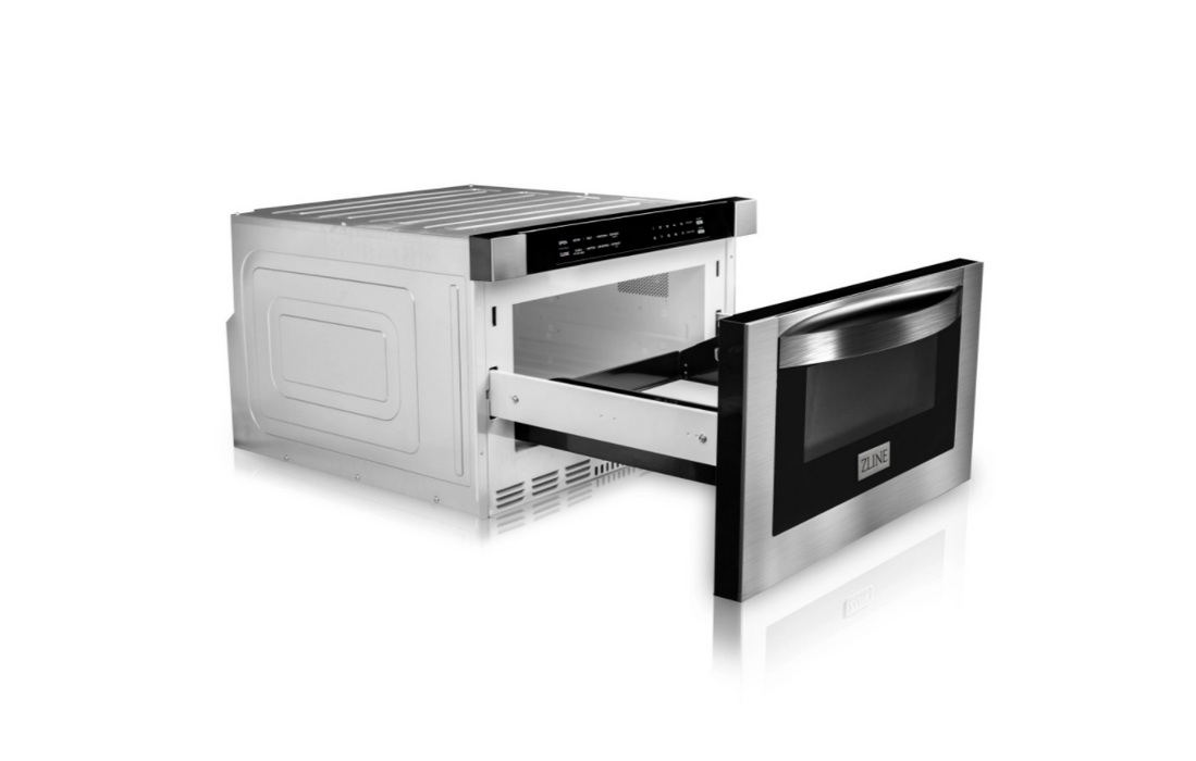 ZLINE Bundle 48" Kitchen Package with Stainless Steel Dual Fuel Range, Convertible Vent Range Hood and Microwave Drawer (3KP-RARH48-MW)