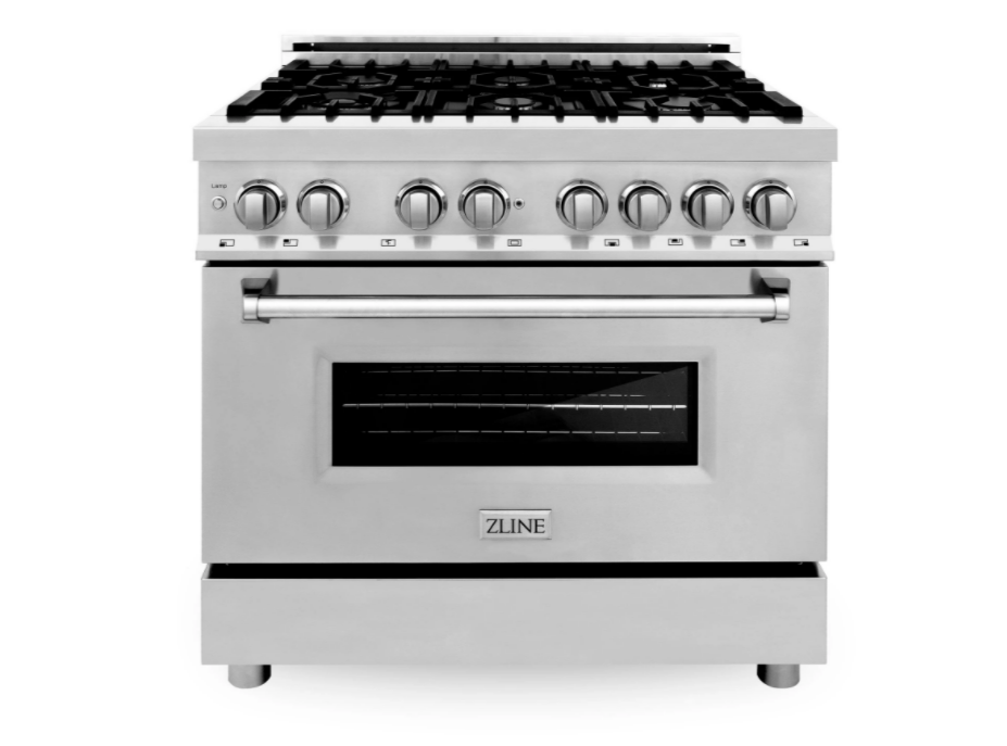 ZLINE Bundle 36" Kitchen Package with Stainless Steel Dual Fuel Range, Convertible Vent Range Hood and Tall Tub Dishwasher (3KP-RARH36-DWV)