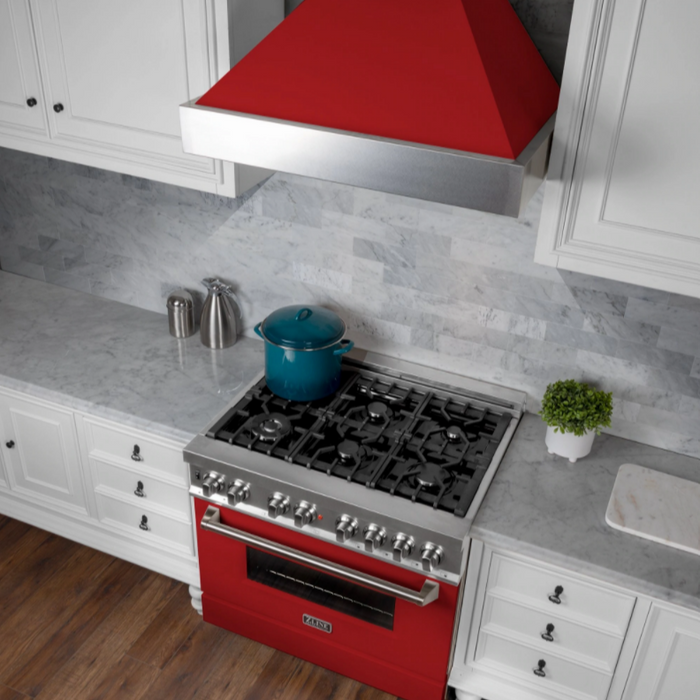 ZLINE Ducted DuraSnow® Stainless Steel Range Hood with Red Matte Shell (8654RM)