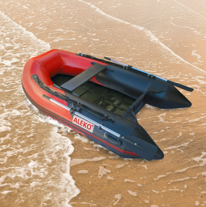 ALEKO Inflatable Boat with Pre-Installed Slide Floor - 8.4 ft - Red and Black BTSDSL250RBK-AP