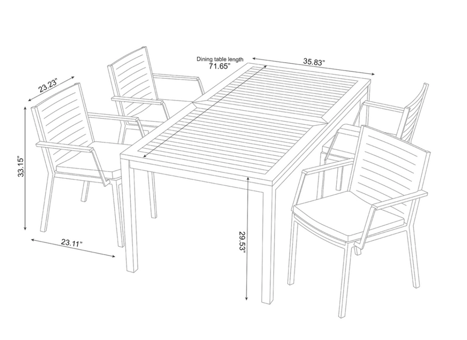 NEWAGE Monterey 5 Piece Dining Set with 72 in. Table 91181