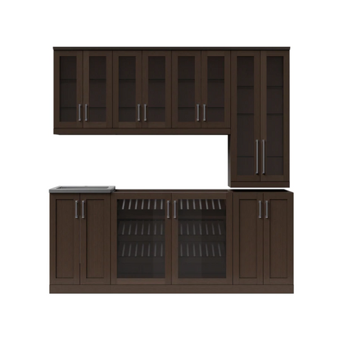 Home Wine Bar Cabinet 7-piece Set with Short Wall Cabinets by NewAge  Products