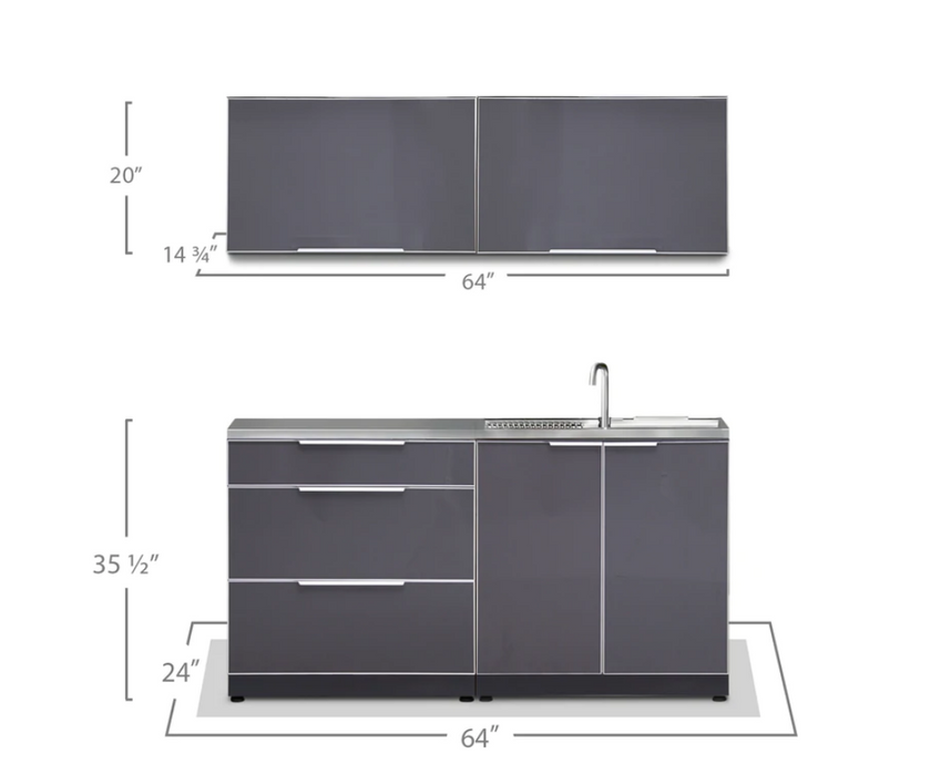 NewAge Products Outdoor Kitchen Aluminum 4 Piece Cabinet Set 66241