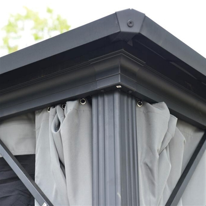ALEKO Aluminum and Steel Hardtop Gazebo with Mosquito Net and Curtain - 12 x 10 Feet - Black