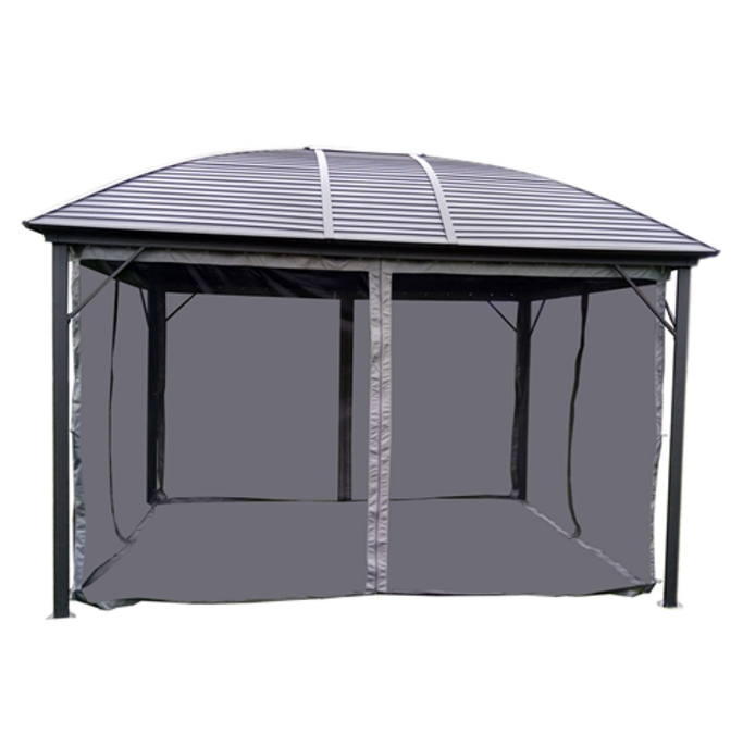 ALEKO Hardtop Round Roof Patio Gazebo with Mosquito Net - 12 x 10 Feet - Black