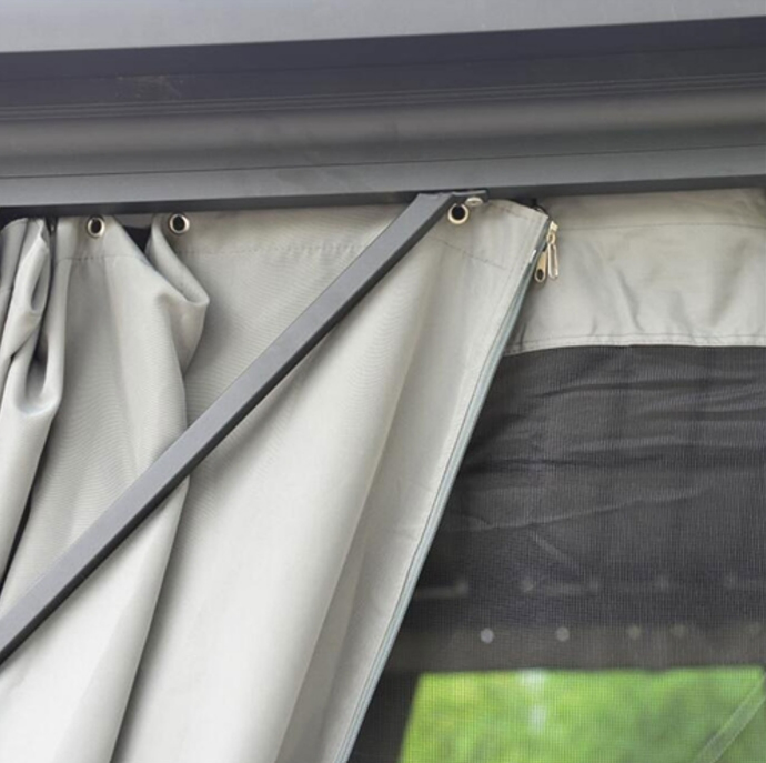 ALEKO Aluminum and Steel Hardtop Gazebo with Mosquito Net and Curtain - 10 x 10 Feet - Black