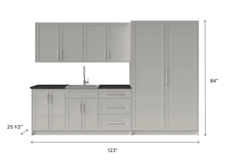 NewAge Home Kitchen 11 Piece Cabinet Set with Granite Countertops and Sink 86927