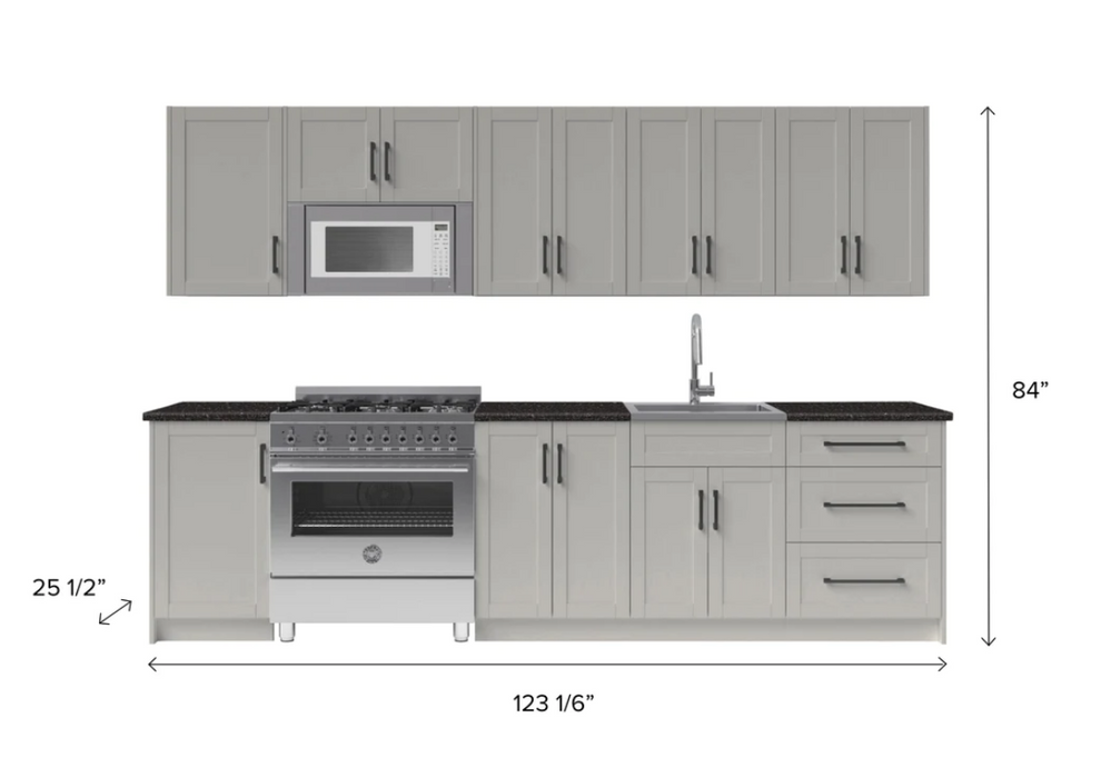 NewAge Home Kitchen 14 Piece Cabinet Set with Granite Countertops and Sink 86861