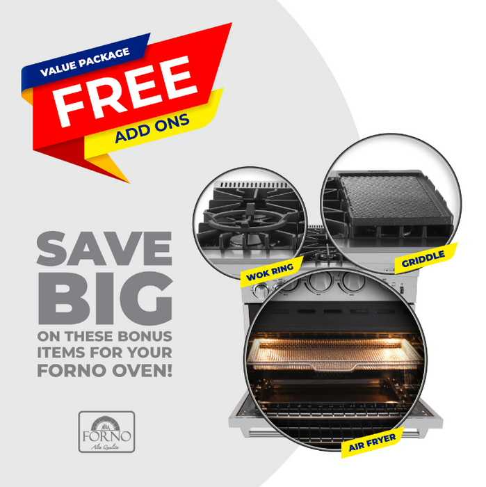FORNO Lazio – 30″ All Gas Range • 5 Sealed Burner • Air Fryer and Griddle • FFSGS6276-30