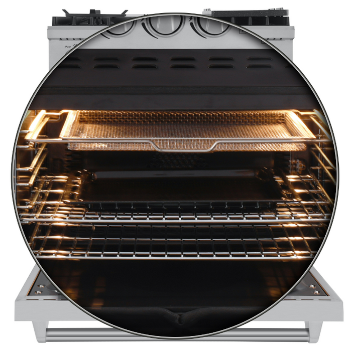 FORNO Lazio – 30″ Dual Fuel Range • 5 Sealed Burner • Air Fryer and Griddle • FFSGS6196-30