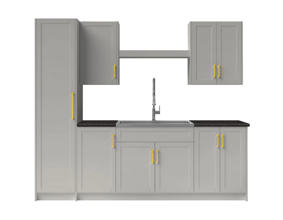 NewAge Home Laundry Room 11 Piece Cabinet Set with Granite Countertops, Shelf, Sink and Faucet 86882
