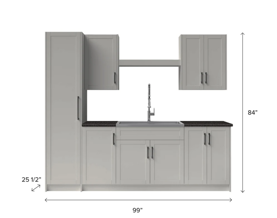 NewAge Home Laundry Room 11 Piece Cabinet Set with Granite Countertops, Shelf, Sink and Faucet 86882