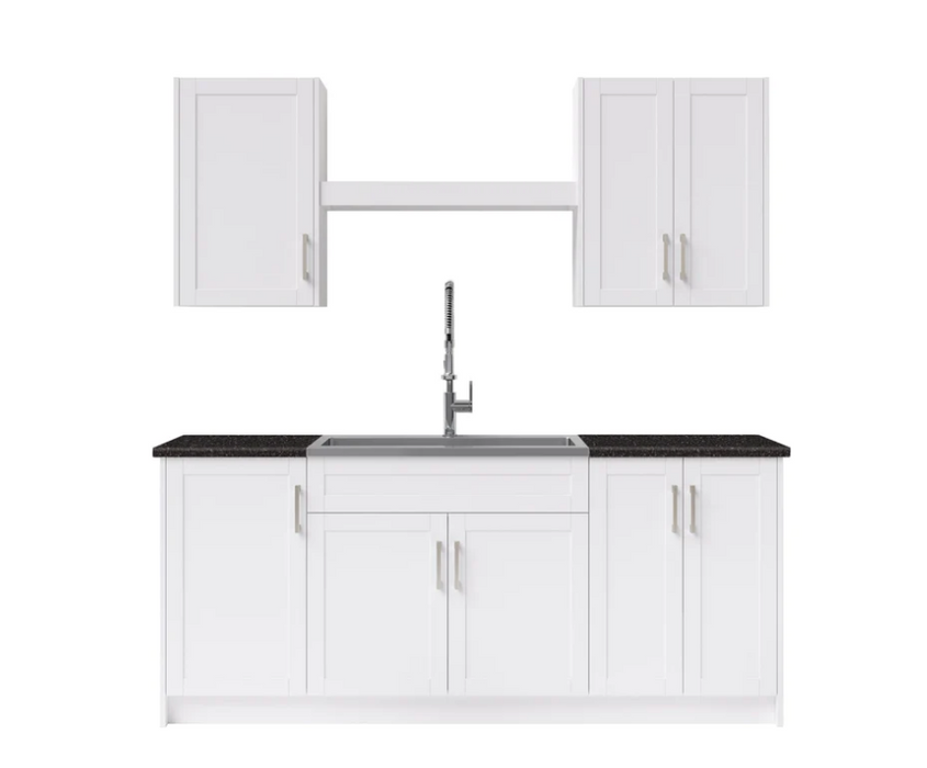 NewAge Home Laundry Room 10 Piece Cabinet Set with Granite Countertops, Shelf and Sink 86870