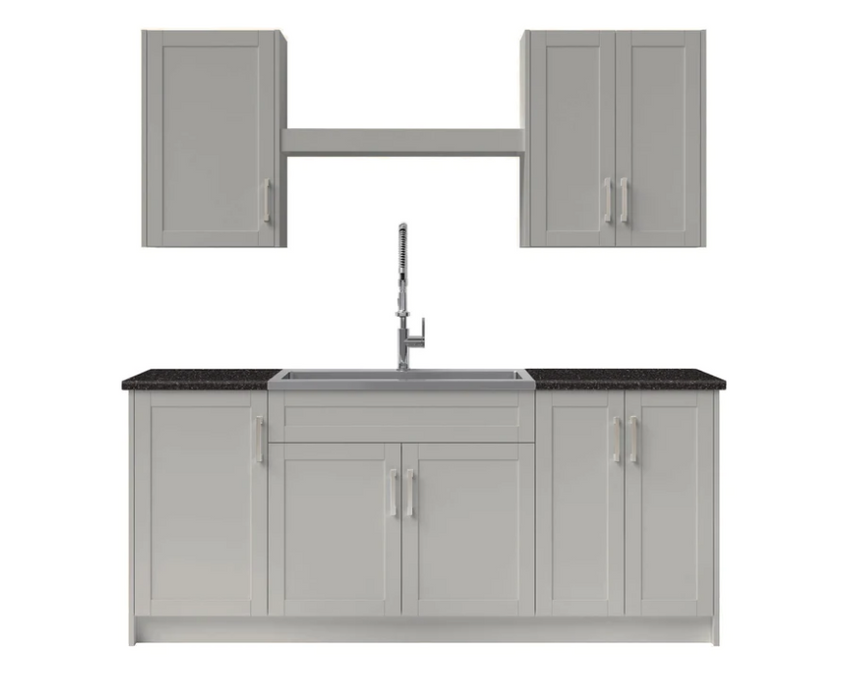 NewAge Home Laundry Room 10 Piece Cabinet Set with Granite Countertops, Shelf and Sink 86870