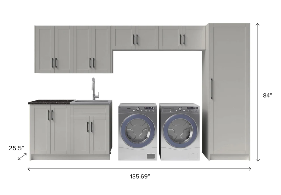 NewAge Home Laundry Room 10 Piece Cabinet Set with Pantry Cabinet, 24 in. Sink and Faucet 86855