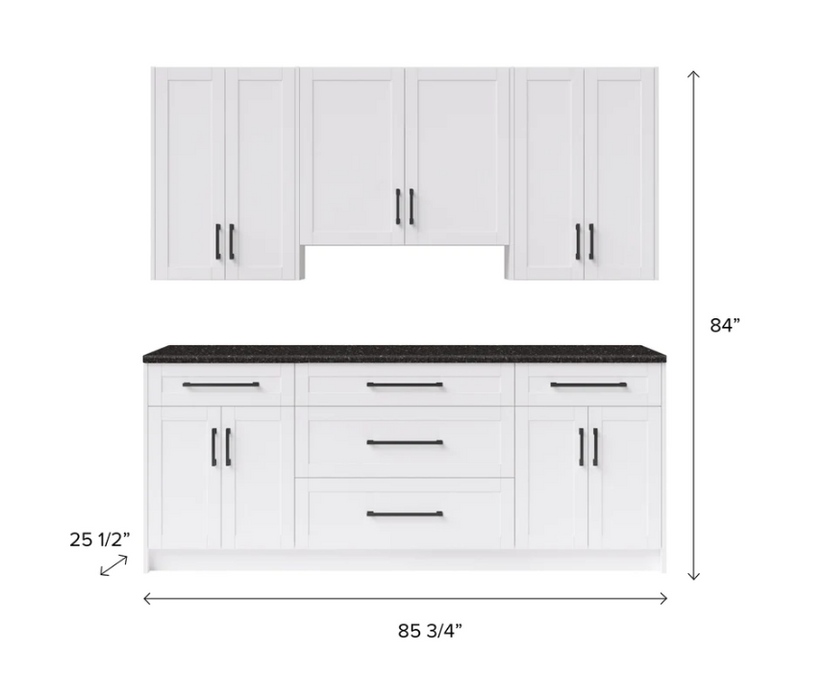NewAge Home Bar 7 Piece Cabinet Set with Granite Countertop and Drawer Cabinet - 24 Inch 86888