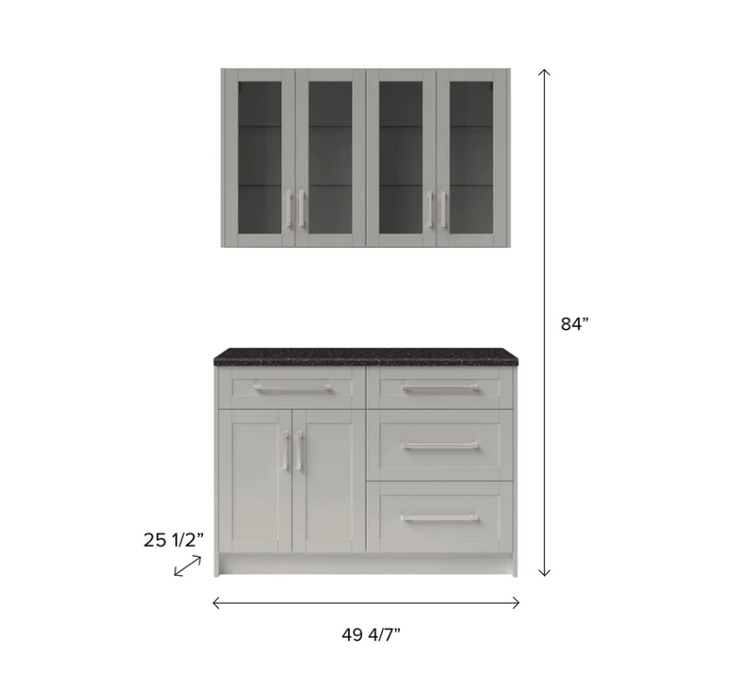 NewAge Home Bar 5 Piece Cabinet Set with Granite Countertop and Glass Doors - 24 Inch 86936