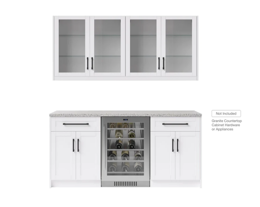NewAge Home Bar 4 Piece Cabinet Set with Glass Door and Single Drawer Cabinets - 24 Inch 86695
