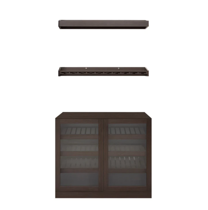 NewAge Home Bar 3 Piece Bar Cabinet Set - 21" Home Bar 62617 Beverage Bar Cabinetry with Wine Rack Cabinet