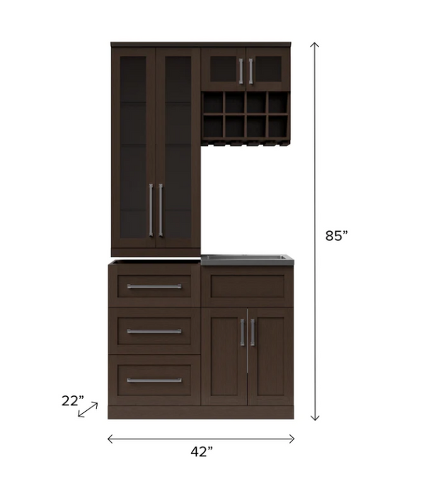 NewAge Home Wet Bar 5 Piece Cabinet Set - 21 Inch 62745