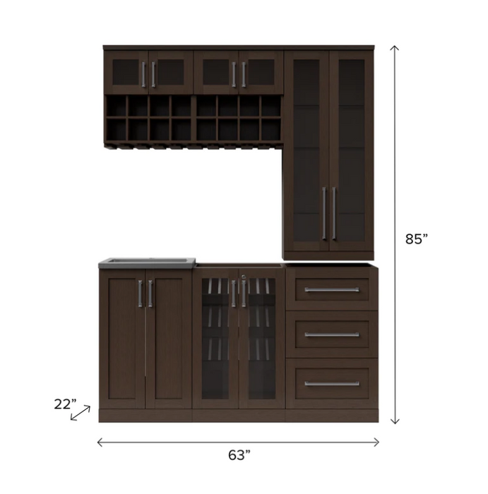 NewAge Home Wet Bar 7 Piece Cabinet Set - 21 Inch 62647