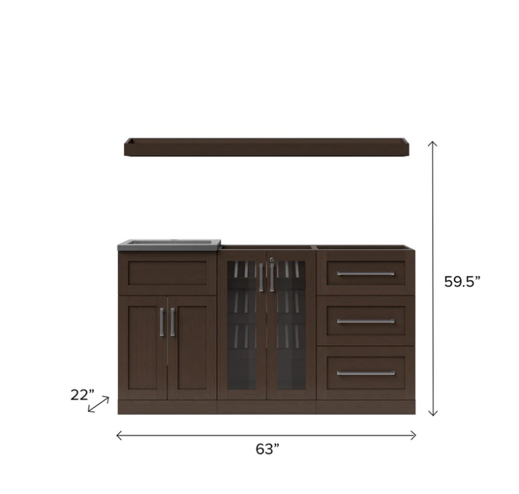 NewAge Home Wet Bar 5 Piece Cabinet Set - 21 Inch 62619