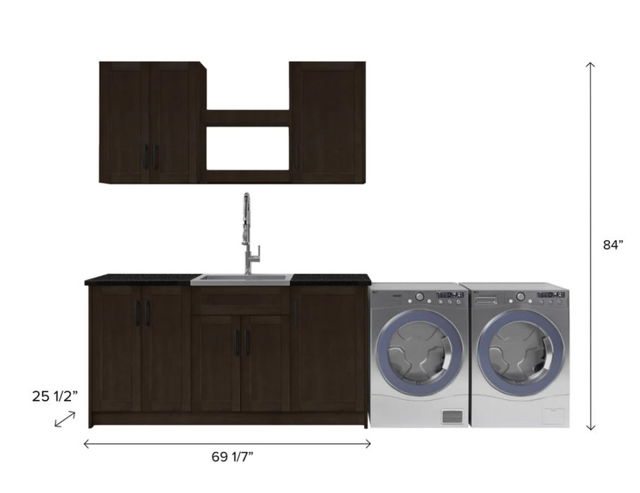 NewAge Home Laundry Room 11 Piece Cabinet Set with Shelves and Granite Countertops 86825
