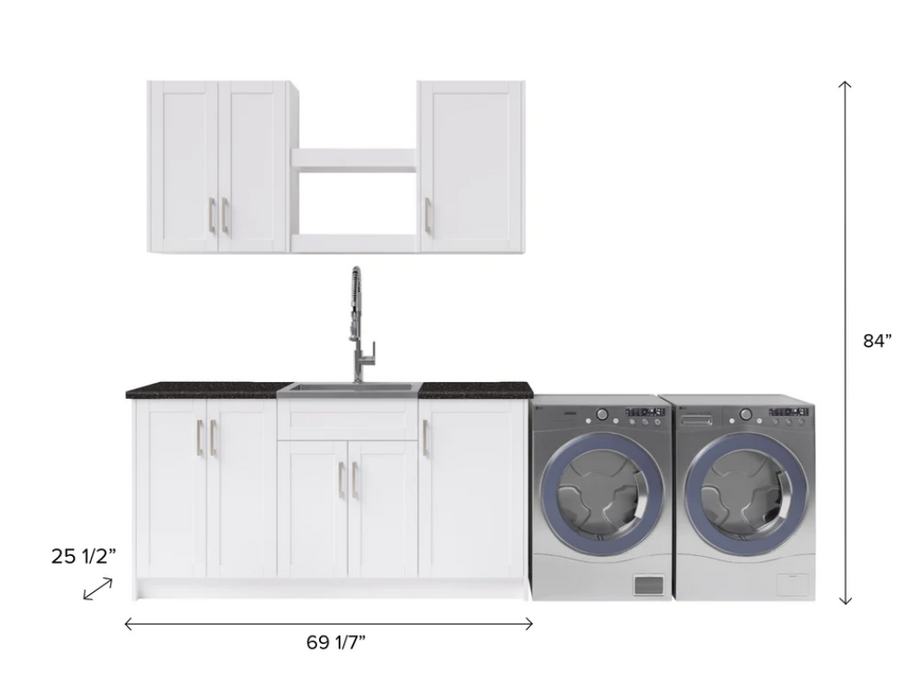 NewAge Home Laundry Room 11 Piece Cabinet Set with Shelves and Granite Countertops 86858