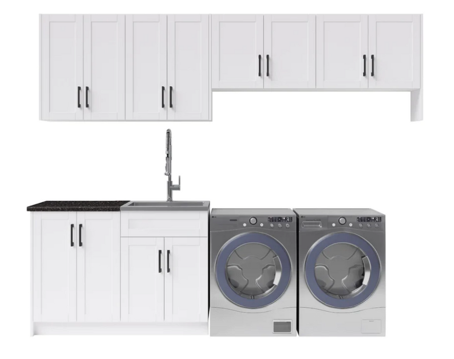 NewAge Home Laundry Room 9 Piece Cabinet Set with 24 in. Sink and Faucet 86852