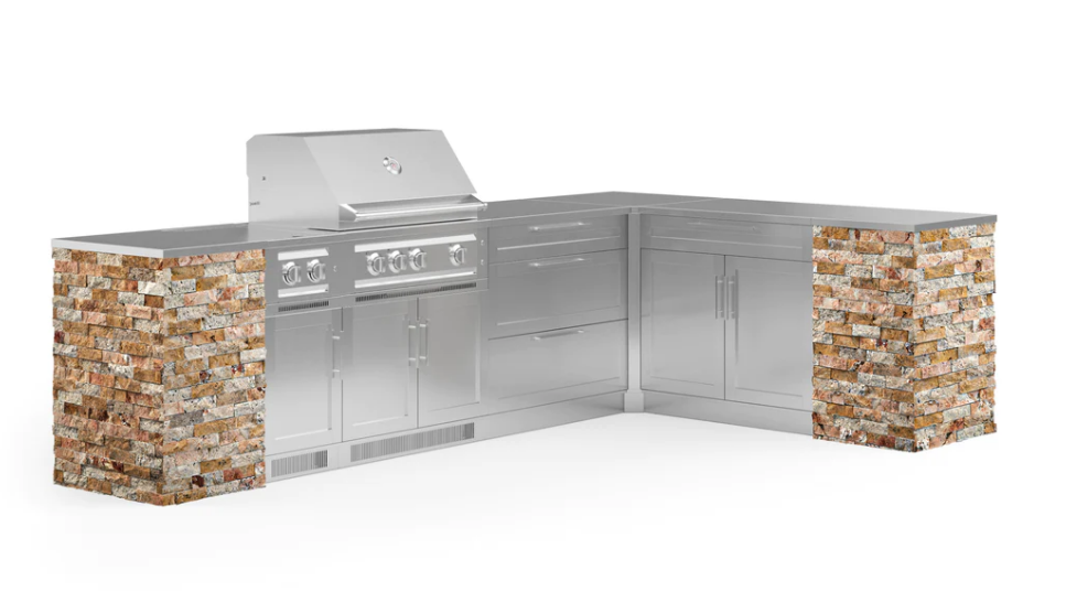 NewAge Outdoor Kitchen Signature Series 11 Piece L Shape Cabinet Set with Side Burner 69497