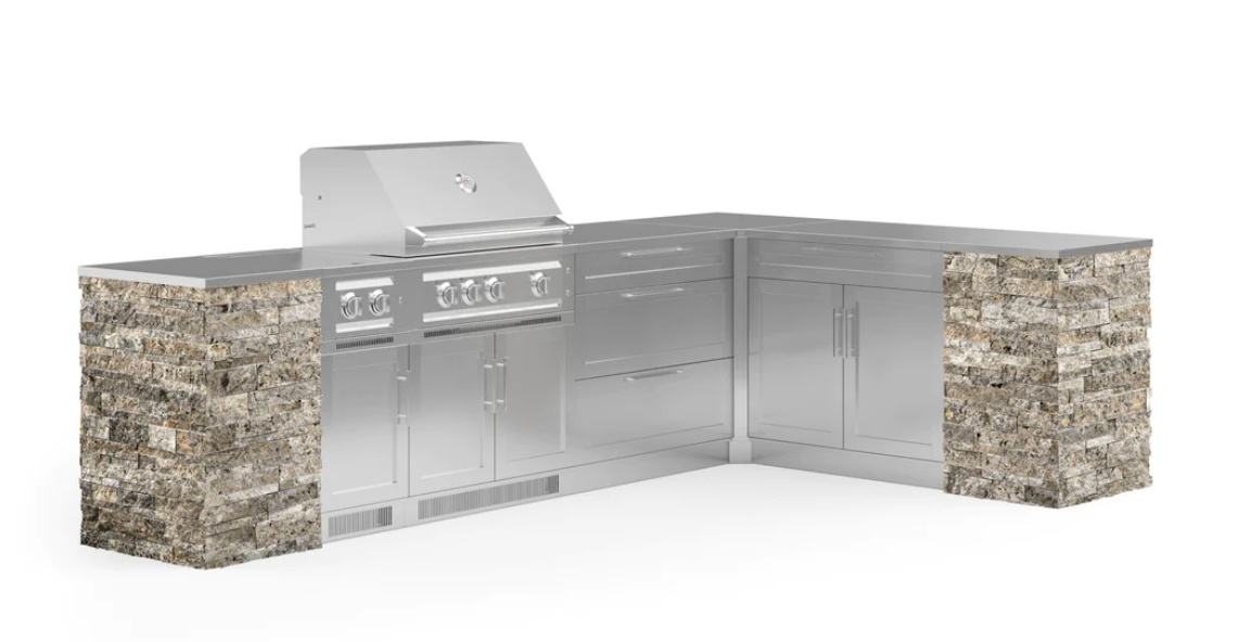 NewAge Outdoor Kitchen Signature Series 11 Piece L Shape Cabinet Set with Side Burner 69497