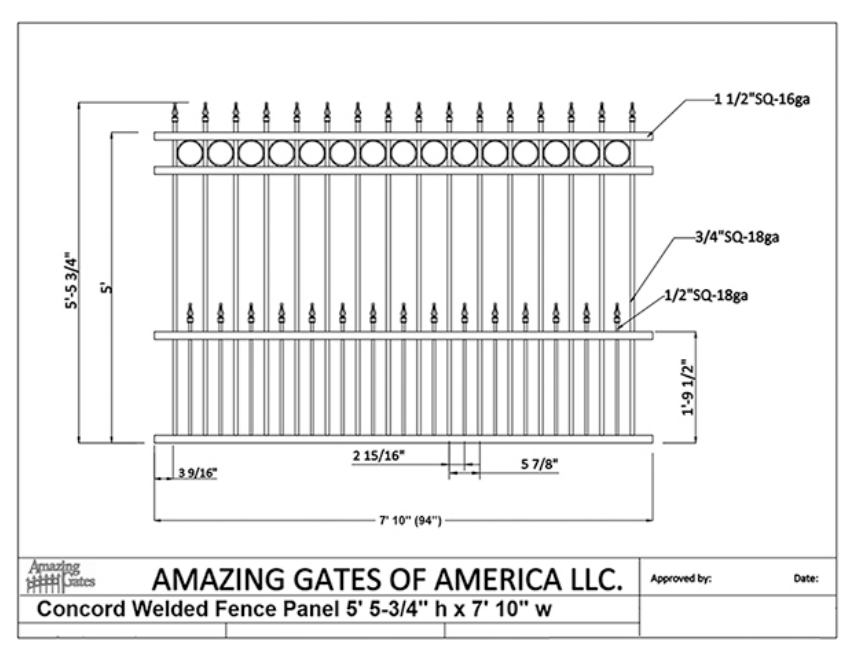 Amazing Gates Concord Welded Fence Panel DH-FN-CONC-WLD