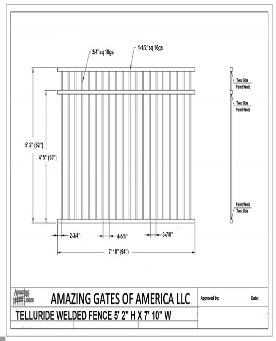 Amazing Gates Telluride Welded Fence Panel DH-FN-TELL-WLD-5