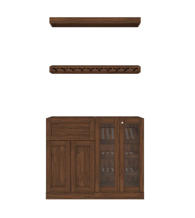 NewAge Home Bar 4 Piece Cabinet Set with Display Cabinet - 21 in. 62777