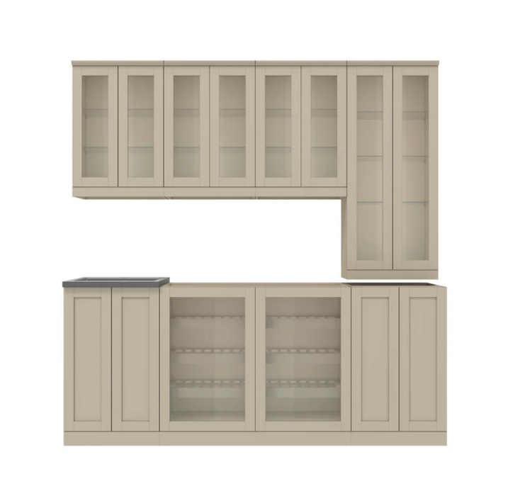 NewAge Home Bar 8 Piece Cabinet Set with Wide Display, Wall, Sink Cabinet, and Sink - 21 in. 64924