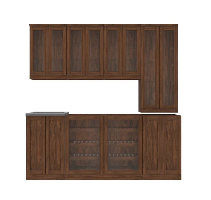 NewAge Home Bar 8 Piece Cabinet Set with Wide Display, Wall, Sink Cabinet, and Sink - 21 in. 64924