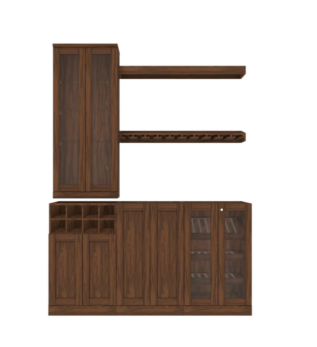 NewAge Home Bar 6 Piece Cabinet Set with Tall Wall Cabinet and Shelves - 21 in. 63411