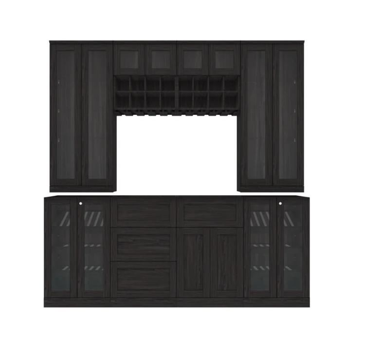 NewAge Home Bar 8 Piece Cabinet Set with Tall Wall and Display Cabinets - 21 in. 64799