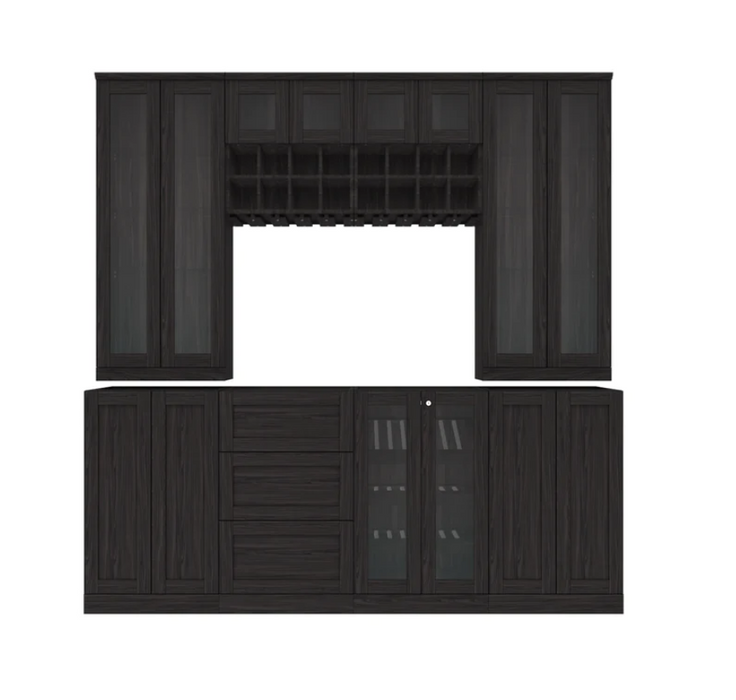 NewAge Home Bar 8 Piece Cabinet Set with Display and Wall Cabinets - 21 in. 64864
