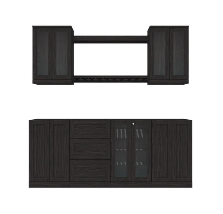 NewAge Home Bar 8 Piece Cabinet Set with Wall Cabinets and Shelves - 21 in. 64824