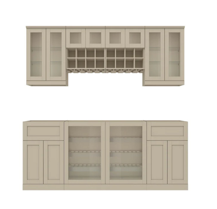NewAge Home Bar 7 Piece Cabinet Set with Wide Display, Split and Wall Cabinets - 21 in. 64894
