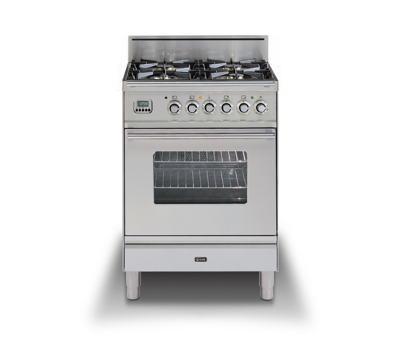 ILVEUSA Professional Plus 24 Inch Gas Freestanding Range in White with Chrome Trim