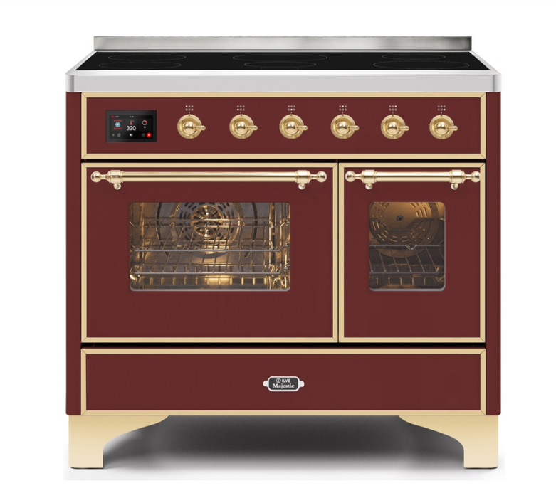 ILVE USA Majestic II 40 Inch Electric Freestanding Induction Range with Removable Triple Layer Glass Door