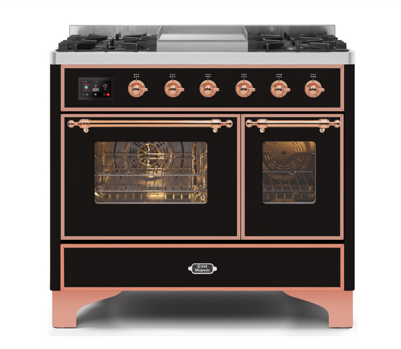 ILVEUSA Majestic II 40 Inch Dual Fuel Freestanding Range  with Removable Triple Layer Glass Door