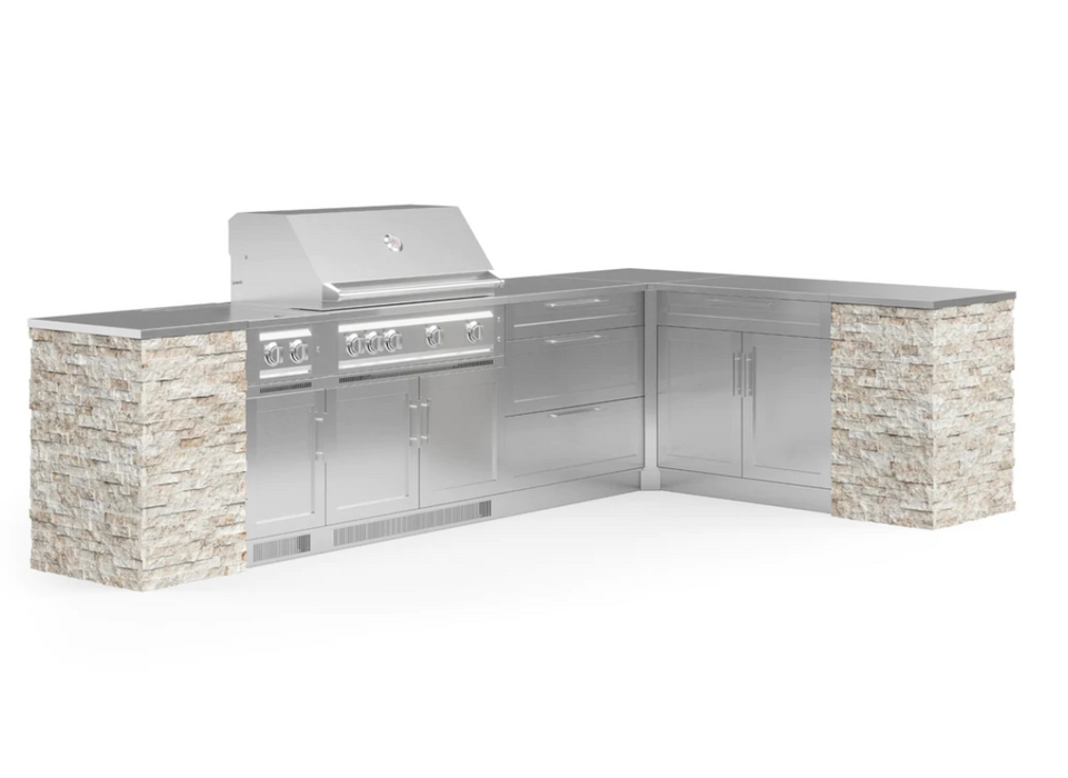 NEWAGE Outdoor Kitchen Signature Series 14 Piece Cabinet Set with Side Burner and Grill 69577